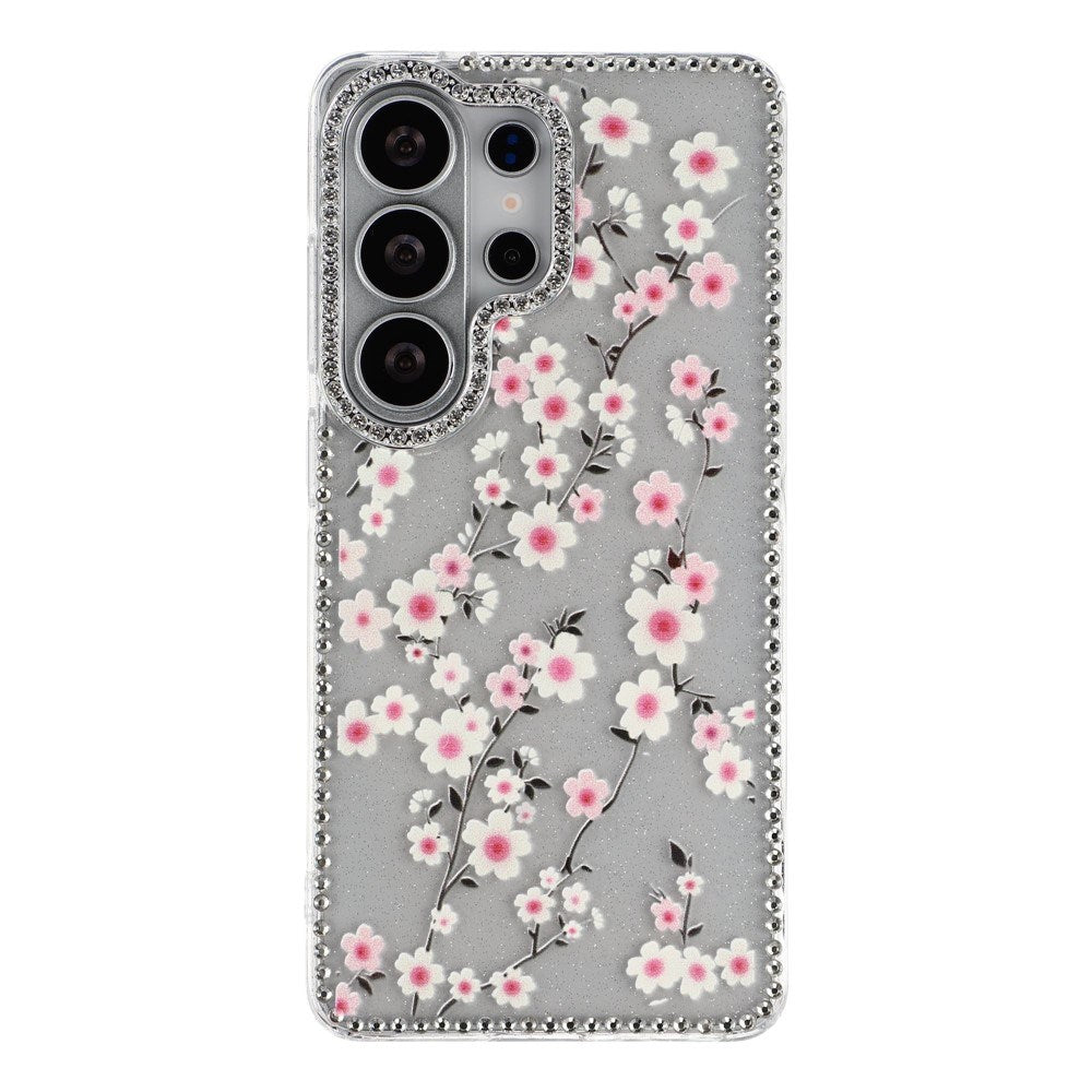 Samsung Galaxy S26 Ultra EIDERWOOD Hybrid Cover m. Rhinsten & Blomsterdesign - Gennemsigtig / Kirsebærblomster
