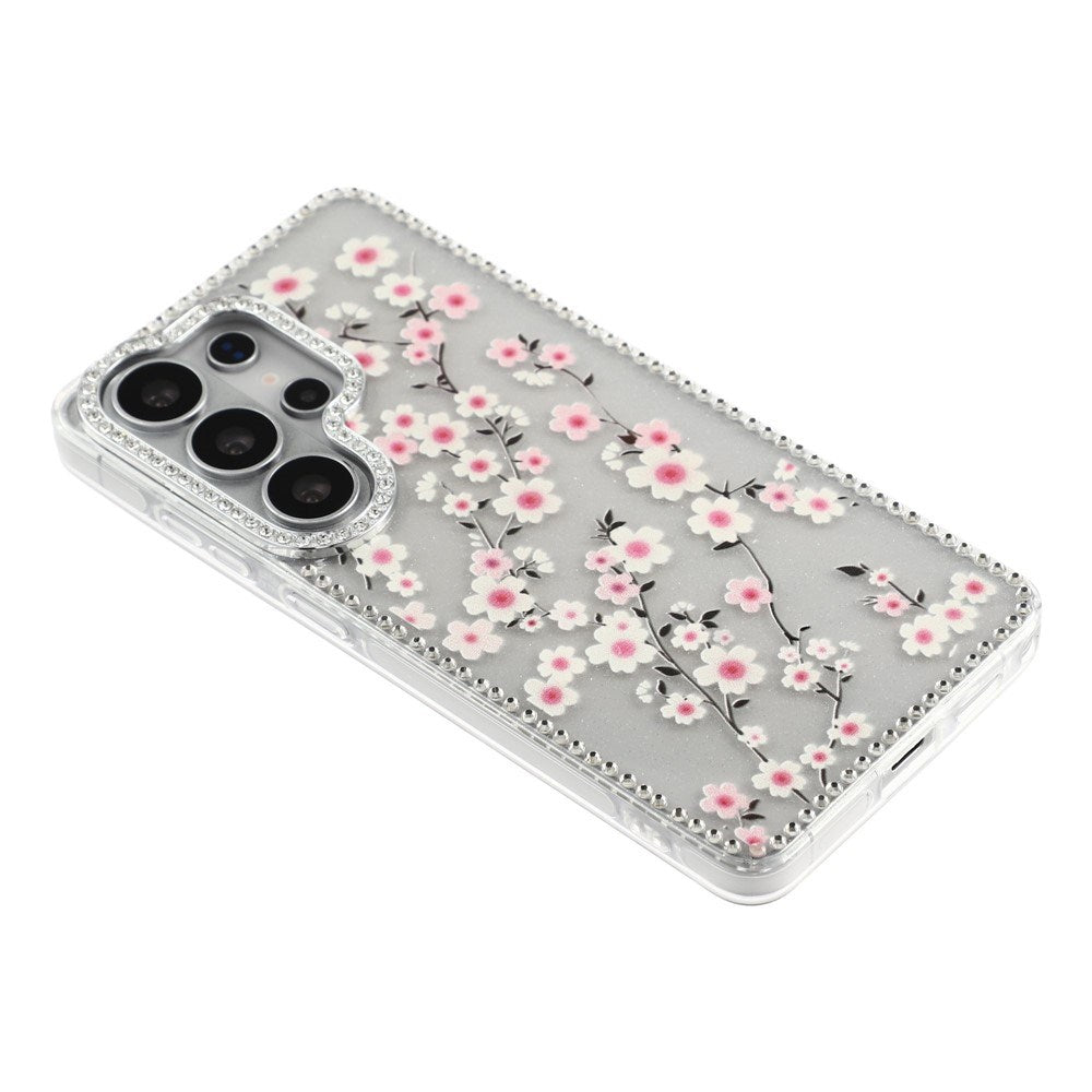 Samsung Galaxy S26 Ultra EIDERWOOD Hybrid Cover m. Rhinsten & Blomsterdesign - Gennemsigtig / Kirsebærblomster