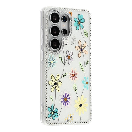 Samsung Galaxy S26 Ultra EIDERWOOD Hybrid Cover m. Rhinsten & Blomsterdesign - Hvid / Flerfarvede Blomster