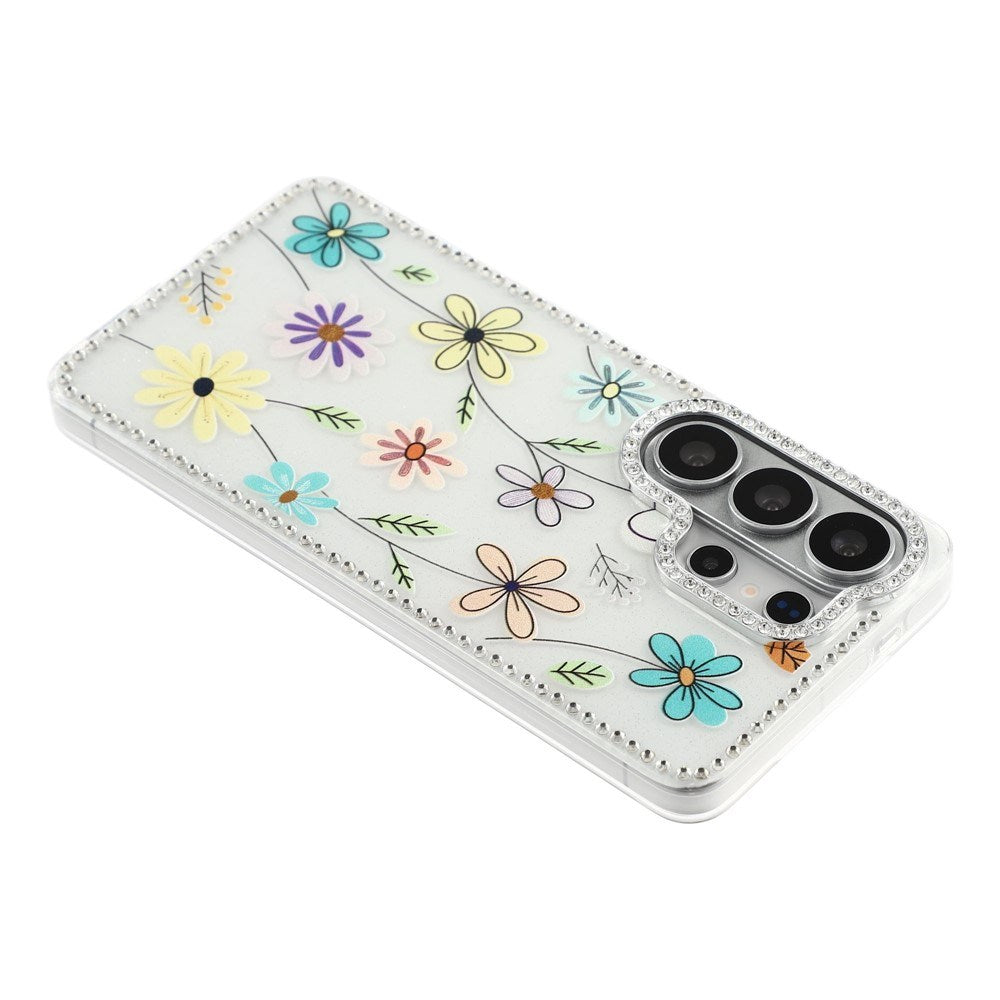 Samsung Galaxy S26 Ultra EIDERWOOD Hybrid Cover m. Rhinsten & Blomsterdesign - Hvid / Flerfarvede Blomster
