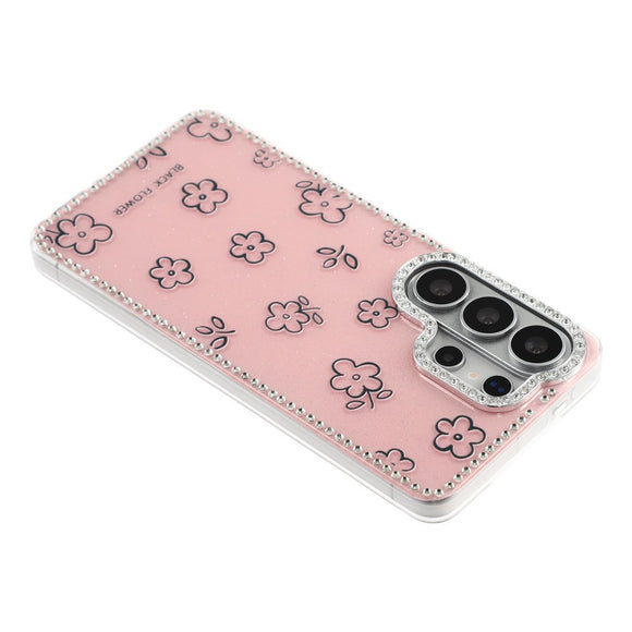 Samsung Galaxy S26 Ultra EIDERWOOD Hybrid Cover m. Rhinsten & Blomsterdesign - Lyserød / Blomster