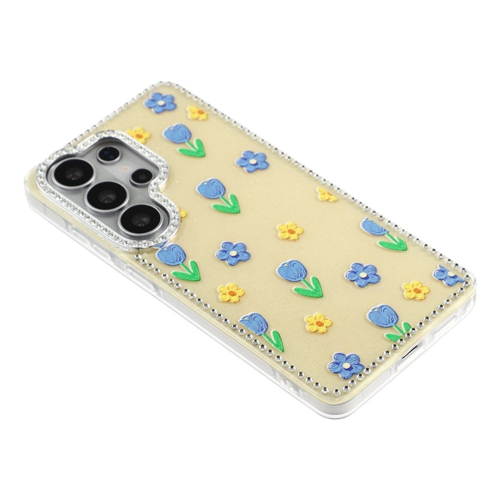 Samsung Galaxy S26 Ultra EIDERWOOD Hybrid Cover m. Rhinsten & Blomsterdesign - Gul / Tulipaner