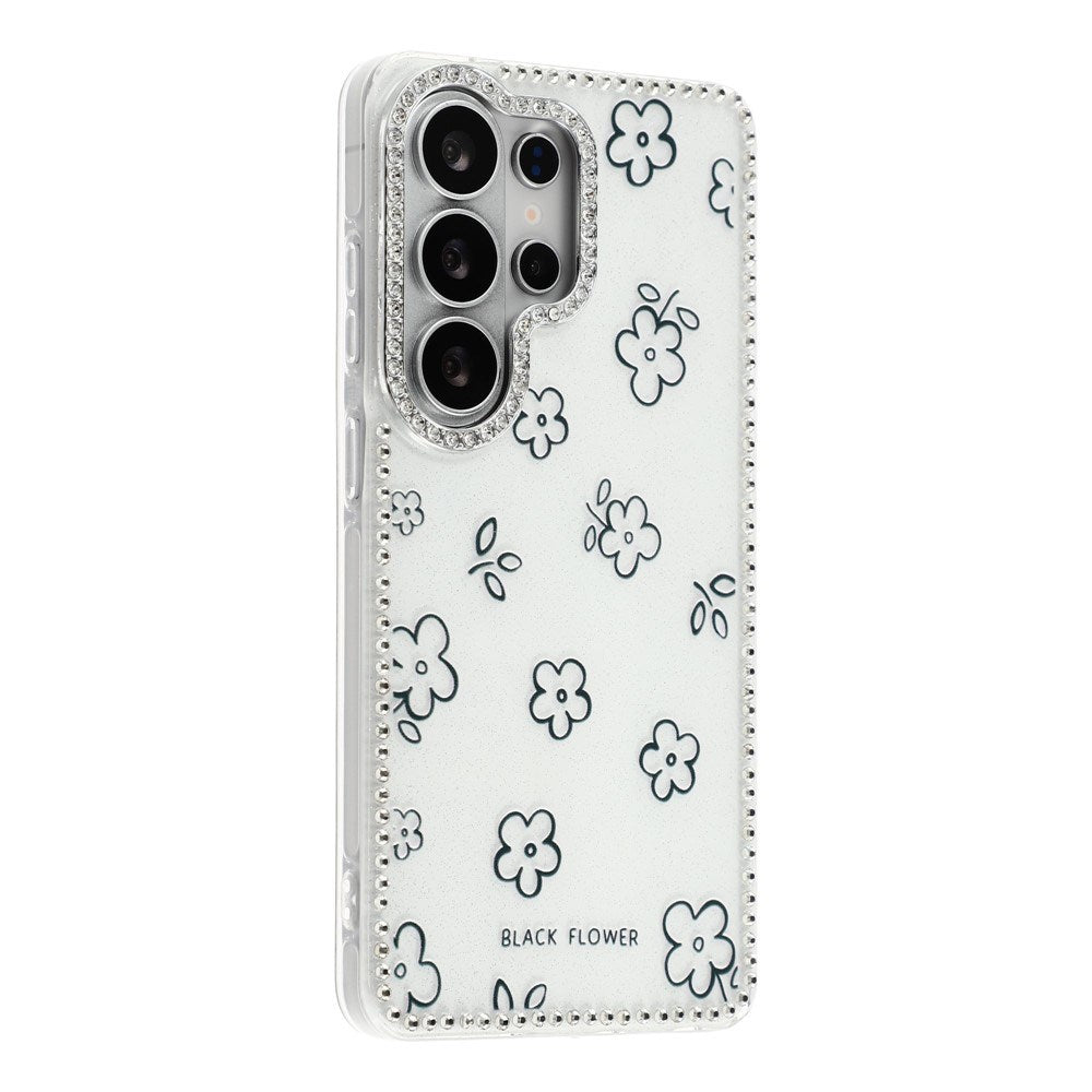 Samsung Galaxy S26 Ultra EIDERWOOD Hybrid Cover m. Rhinsten & Blomsterdesign - Hvid / Blomster