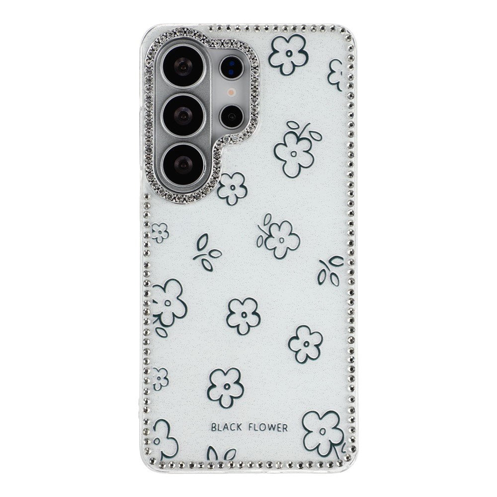 Samsung Galaxy S26 Ultra EIDERWOOD Hybrid Cover m. Rhinsten & Blomsterdesign - Hvid / Blomster