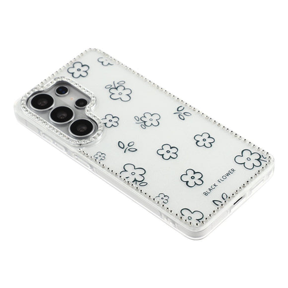 Samsung Galaxy S26 Ultra EIDERWOOD Hybrid Cover m. Rhinsten & Blomsterdesign - Hvid / Blomster