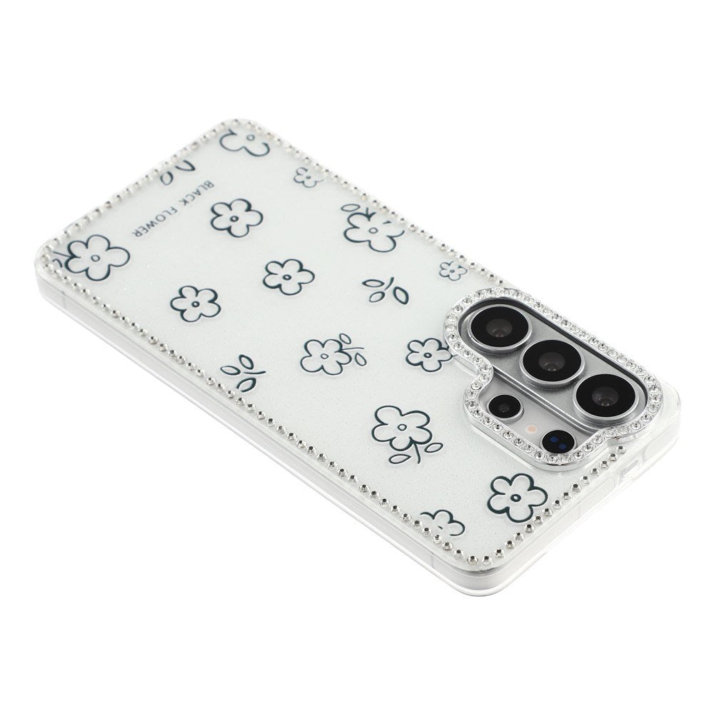 Samsung Galaxy S26 Ultra EIDERWOOD Hybrid Cover m. Rhinsten & Blomsterdesign - Hvid / Blomster