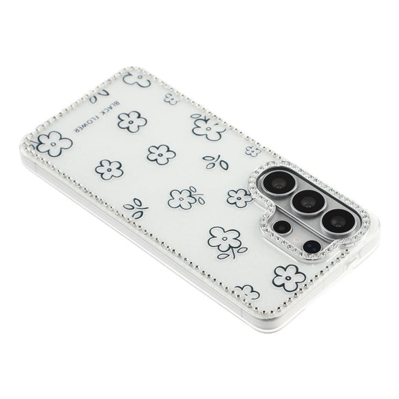 Samsung Galaxy S26 Ultra EIDERWOOD Hybrid Cover m. Rhinsten & Blomsterdesign - Hvid / Blomster