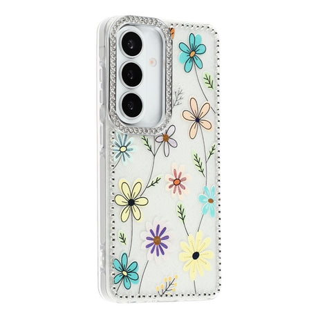 Samsung Galaxy S26 EIDERWOOD Hybrid Cover m. Rhinsten & Blomsterdesign - Hvid / Flerfarvet Blomster