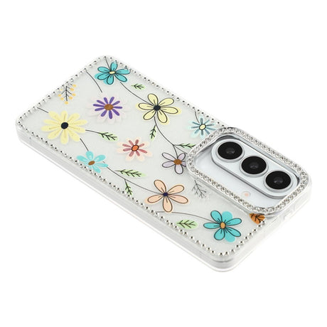 Samsung Galaxy S26 EIDERWOOD Hybrid Cover m. Rhinsten & Blomsterdesign - Hvid / Flerfarvet Blomster