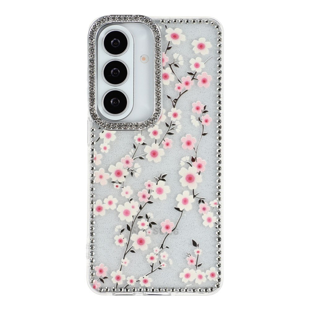 Samsung Galaxy S26 EIDERWOOD Hybrid Cover m. Rhinsten & Blomsterdesign - Gennemsigtig / Kirsebærblomster