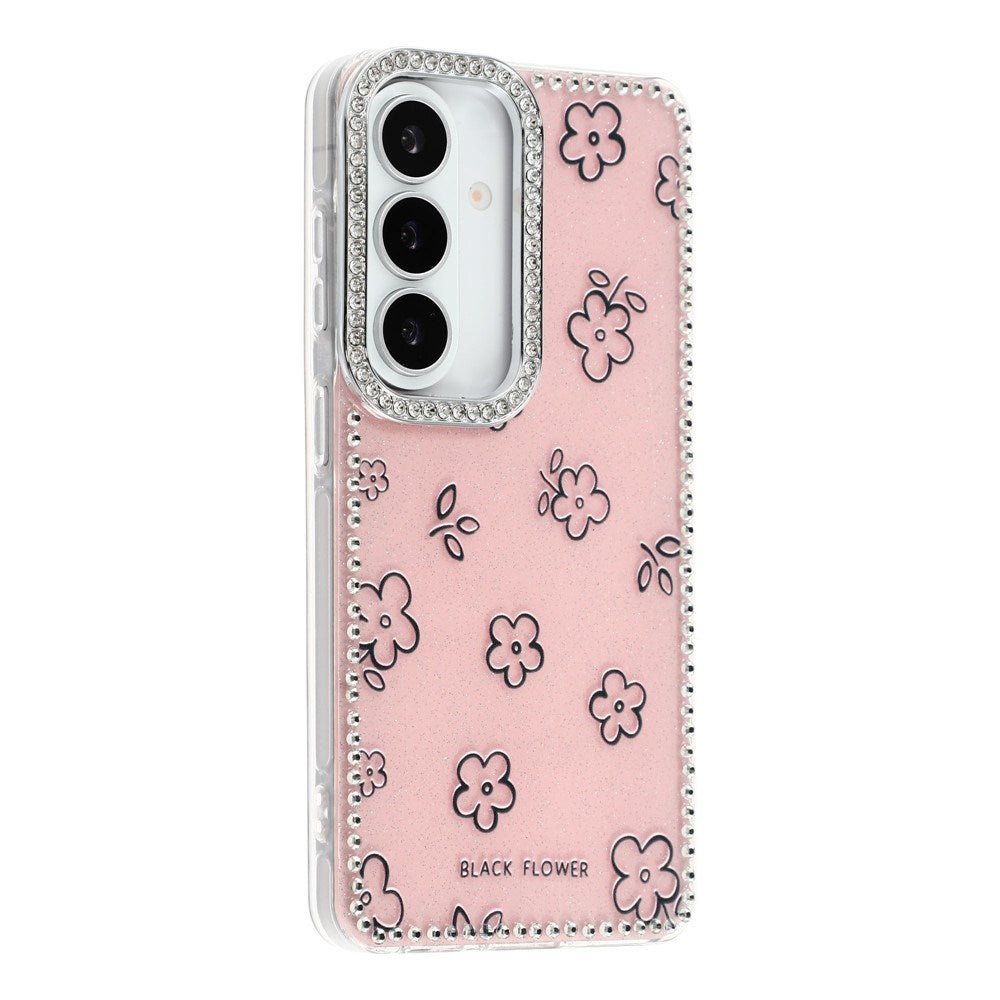 Samsung Galaxy S26 EIDERWOOD Hybrid Cover m. Rhinsten & Blomsterdesign - Lyserød / Blomster