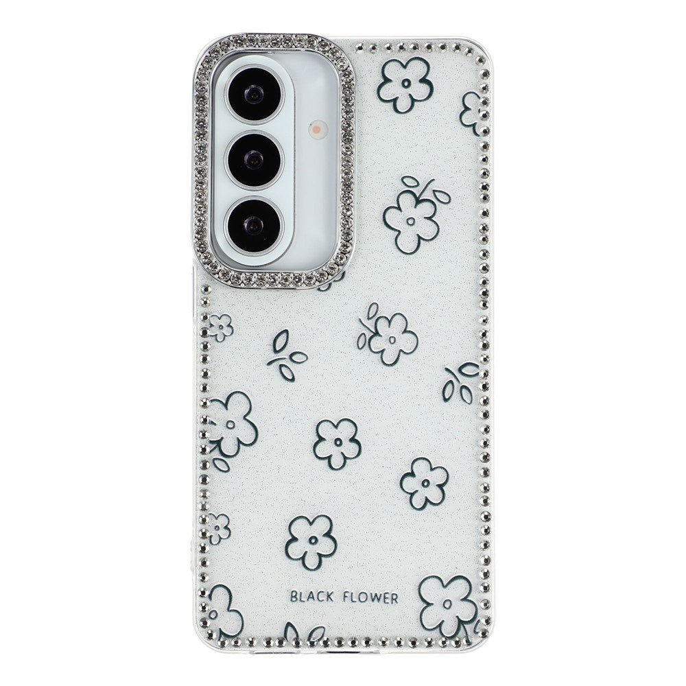 Samsung Galaxy S26 EIDERWOOD Hybrid Cover m. Rhinsten & Blomsterdesign - Hvid / Blomster