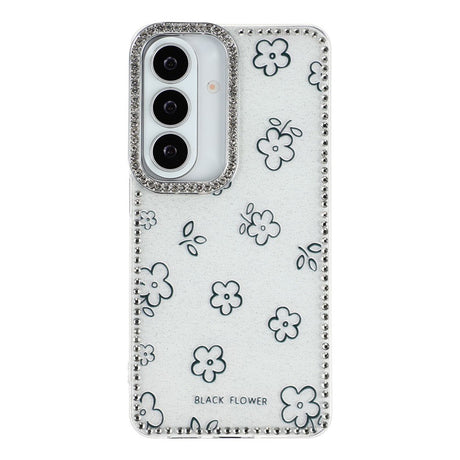 Samsung Galaxy S26 EIDERWOOD Hybrid Cover m. Rhinsten & Blomsterdesign - Hvid / Blomster