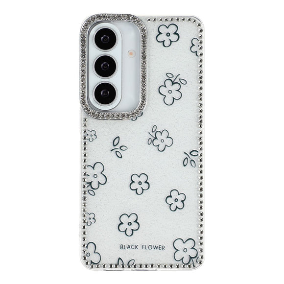 Samsung Galaxy S26 EIDERWOOD Hybrid Cover m. Rhinsten & Blomsterdesign - Hvid / Blomster