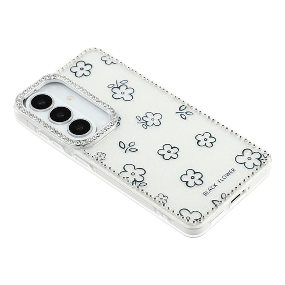 Samsung Galaxy S26 EIDERWOOD Hybrid Cover m. Rhinsten & Blomsterdesign - Hvid / Blomster