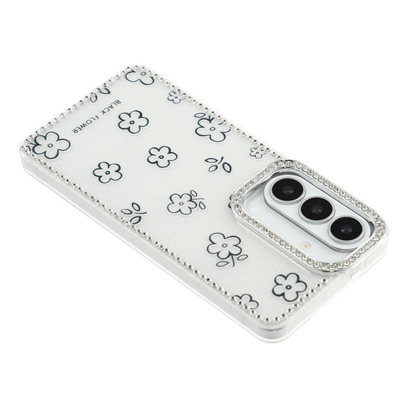 Samsung Galaxy S26 EIDERWOOD Hybrid Cover m. Rhinsten & Blomsterdesign - Hvid / Blomster