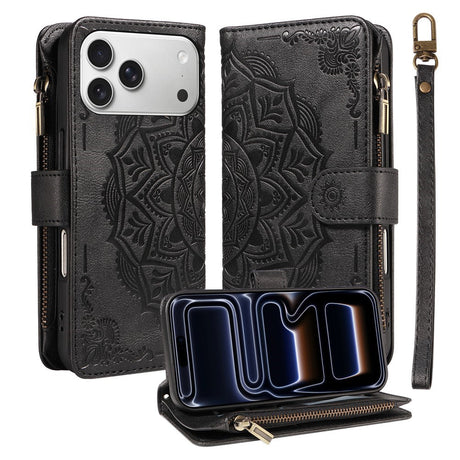 iPhone 17 Pro EIDERWOOD Flipcover m. 9 x Kortholder - Lynlåslomme - RFDI-Blokering - Rem - Sort