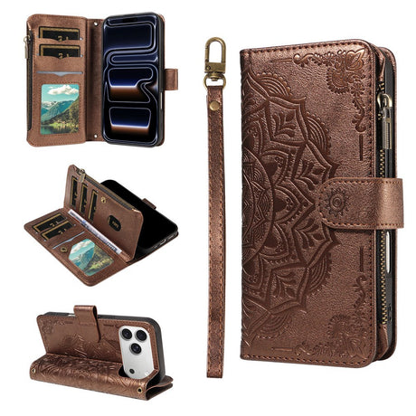 iPhone 17 Pro EIDERWOOD Flipcover m. 9 x Kortholder - Lynlåslomme - RFDI-Blokering - Rem - Brun