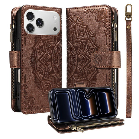 iPhone 17 Pro EIDERWOOD Flipcover m. 9 x Kortholder - Lynlåslomme - RFDI-Blokering - Rem - Brun