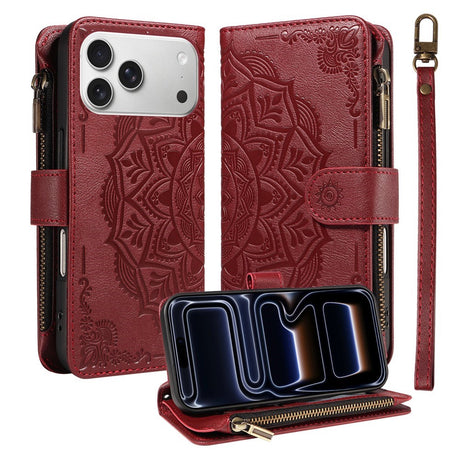 iPhone 17 Pro EIDERWOOD Flipcover m. 9 x Kortholder - Lynlåslomme - RFDI-Blokering - Rem - Rød