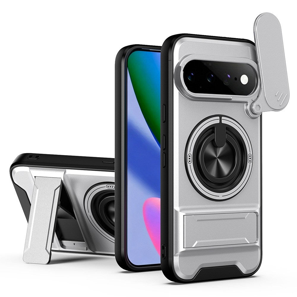Google Pixel 11 / 11 Pro EIDERWOOD Hybrid Håndværker Cover m. Kickstand & Cam Slider - MagSafe Kompatibel - Sølv