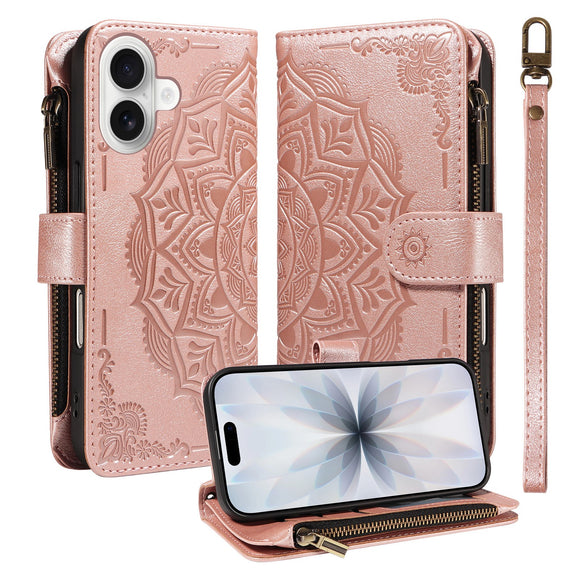 iPhone 17 EIDERWOOD Flipcover m. 9 x Kortholder - Lynlåslomme - RFDI-Blokering - Rem - Rose Gold