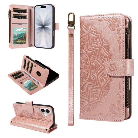 iPhone 17 EIDERWOOD Flipcover m. 9 x Kortholder - Lynlåslomme - RFDI-Blokering - Rem - Rose Gold