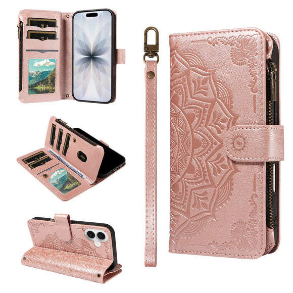 iPhone 17 EIDERWOOD Flipcover m. 9 x Kortholder - Lynlåslomme - RFDI-Blokering - Rem - Rose Gold