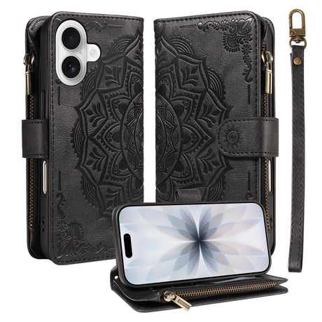iPhone 17 EIDERWOOD Flipcover m. 9 x Kortholder - Lynlåslomme - RFDI-Blokering - Rem - Sort