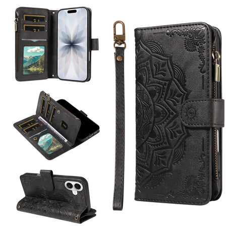 iPhone 17 EIDERWOOD Flipcover m. 9 x Kortholder - Lynlåslomme - RFDI-Blokering - Rem - Sort