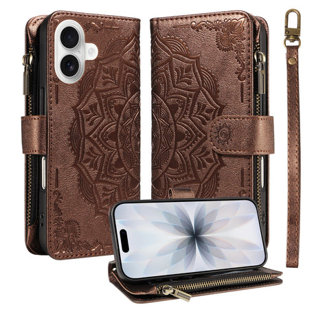 iPhone 17 EIDERWOOD Flipcover m. 9 x Kortholder - Lynlåslomme - RFDI-Blokering - Rem - Brun