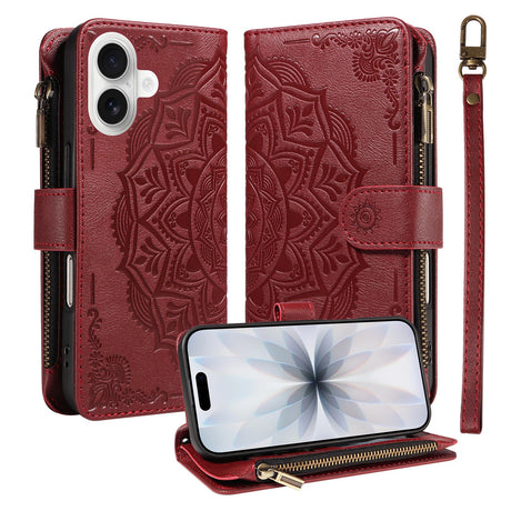 iPhone 17 EIDERWOOD Flipcover m. 9 x Kortholder - Lynlåslomme - RFDI-Blokering - Rem - Rød