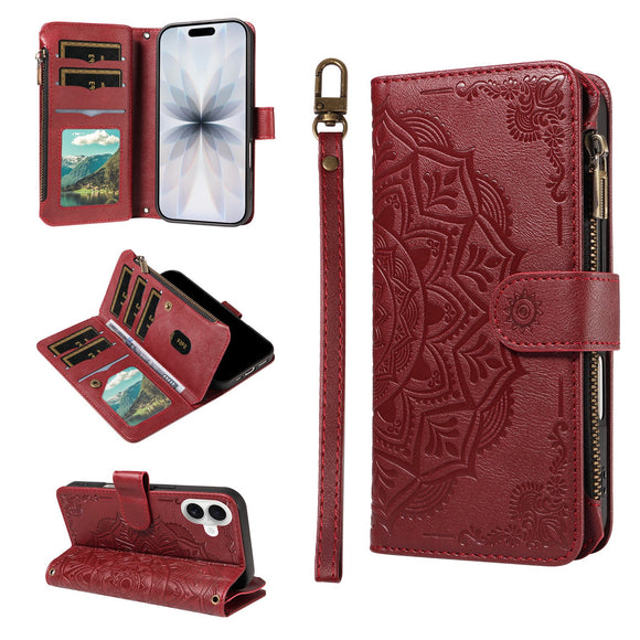 iPhone 17 EIDERWOOD Flipcover m. 9 x Kortholder - Lynlåslomme - RFDI-Blokering - Rem - Rød