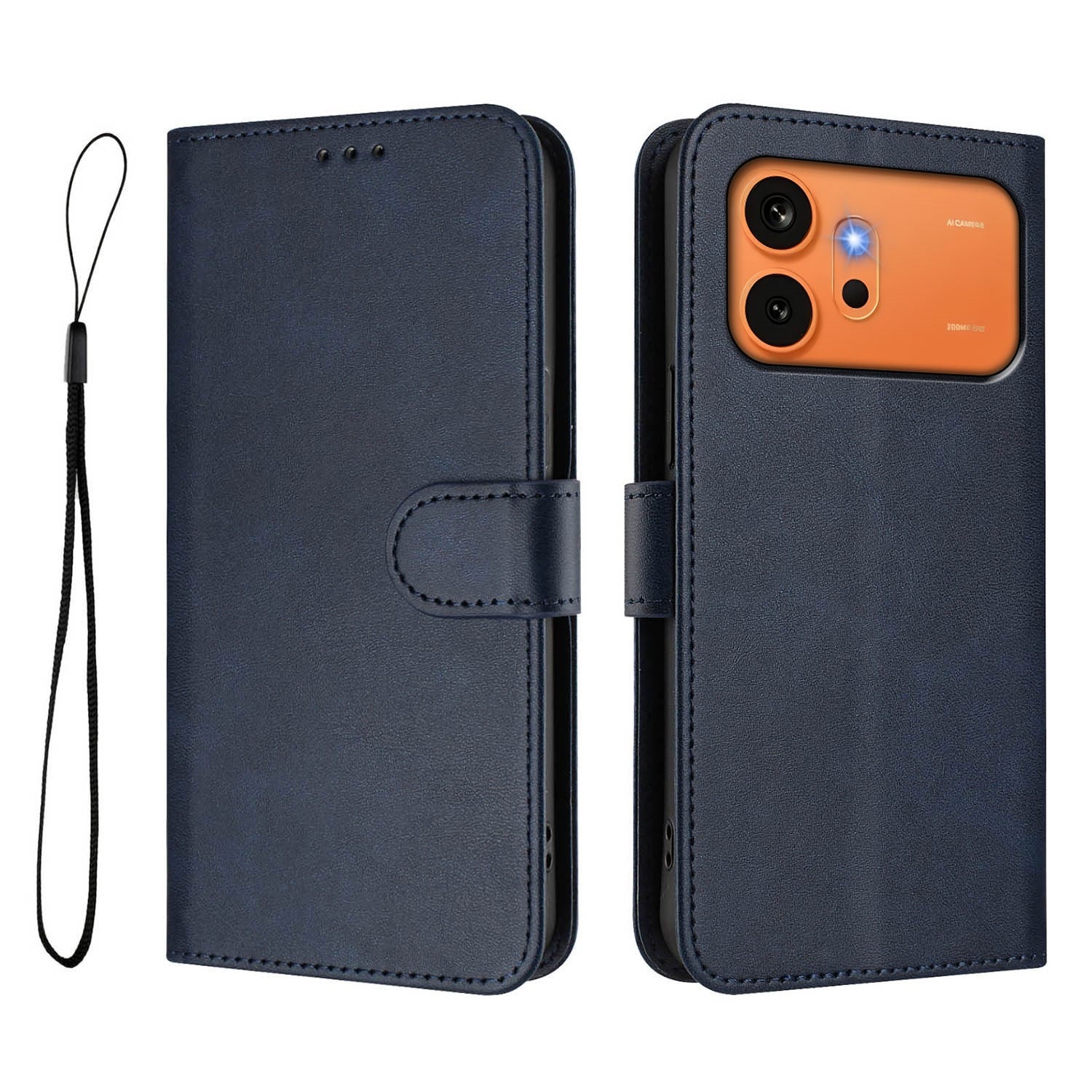 Honor 600 / 600 Pro EIDERWOOD Kunstlæder Flip Cover m. Strop - Blå