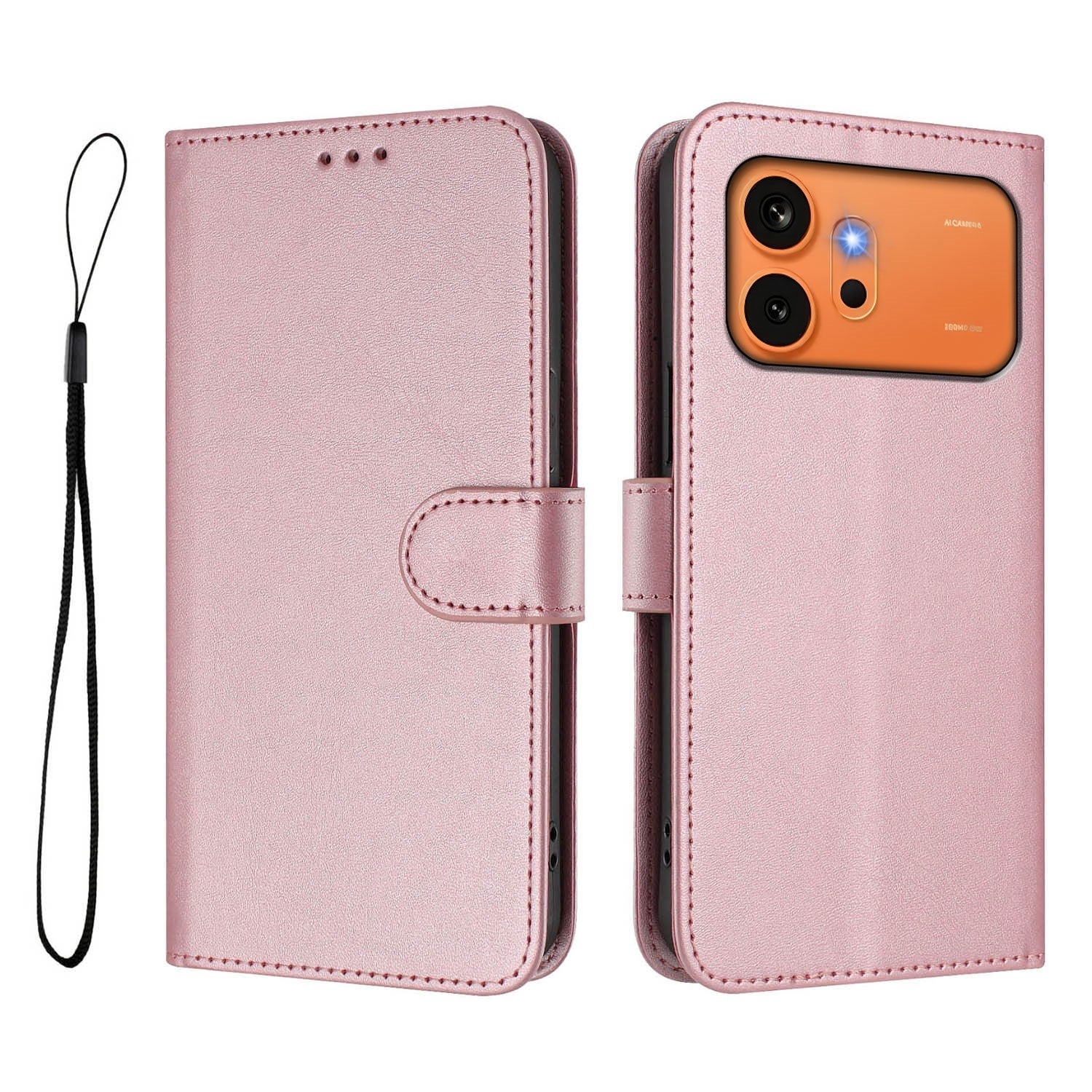 Honor 600 / 600 Pro EIDERWOOD Kunstlæder Flip Cover m. Strop - Lyserød