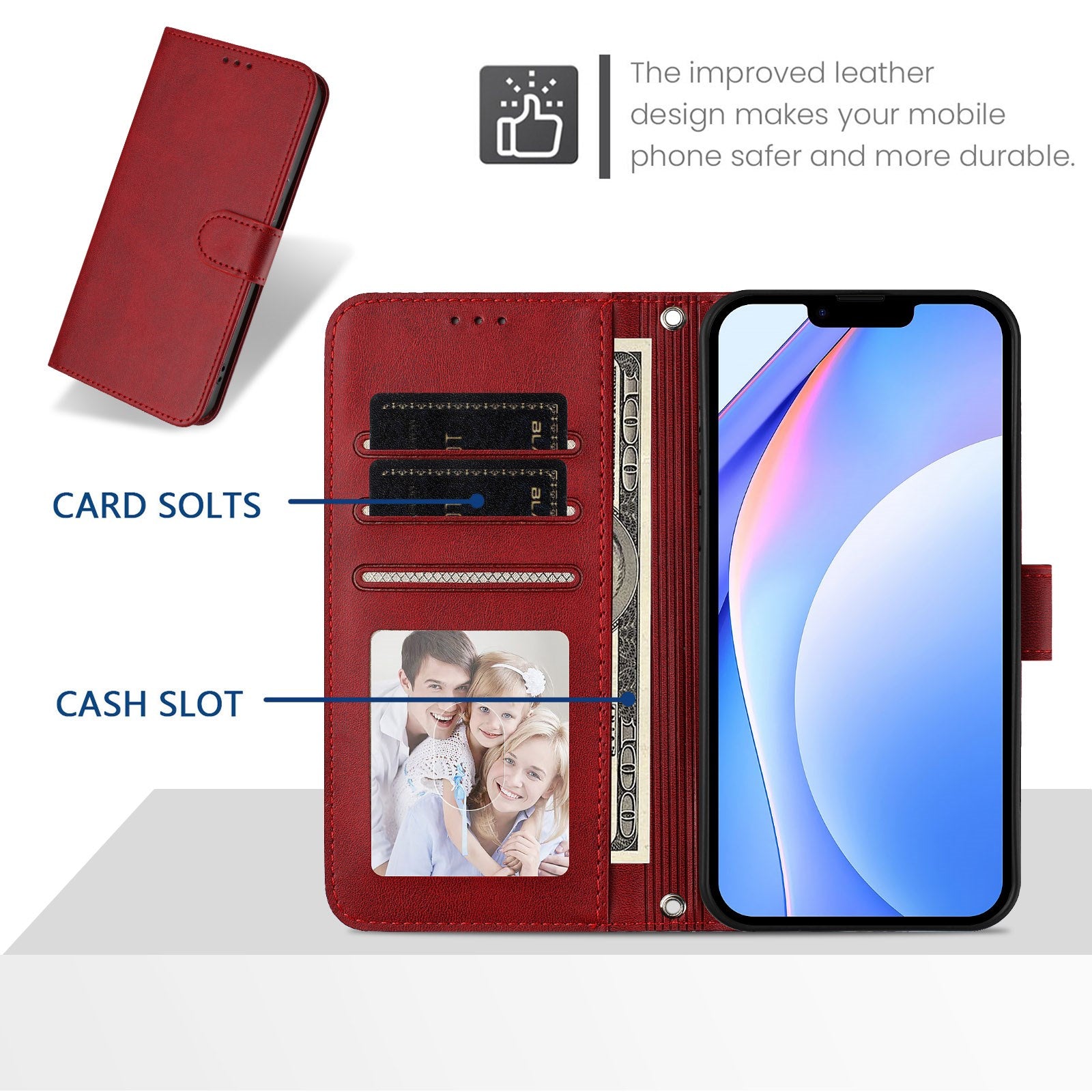 Honor 600 / 600 Pro EIDERWOOD Kunstlæder Flip Cover m. Strop - Rød