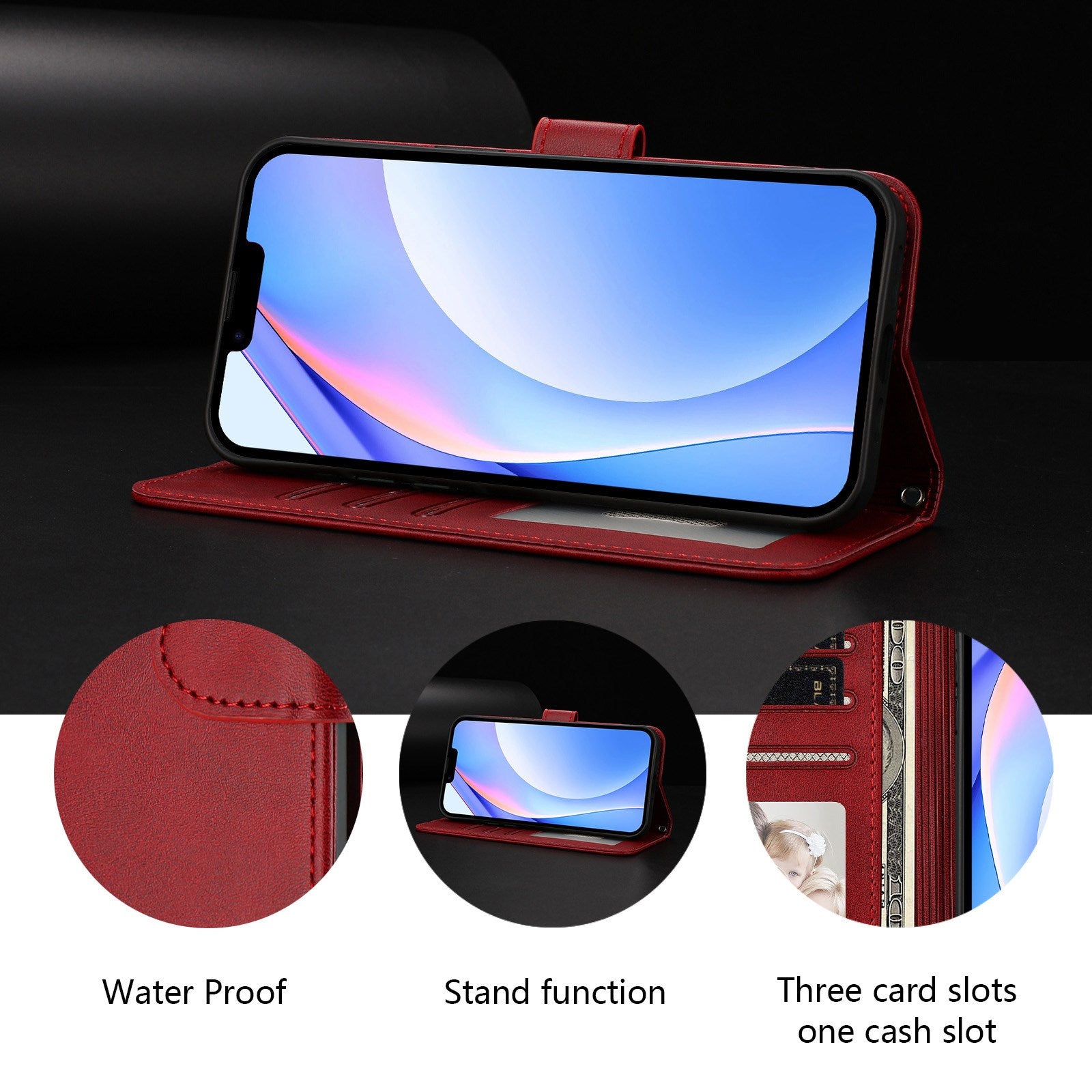 Honor 600 / 600 Pro EIDERWOOD Kunstlæder Flip Cover m. Strop - Rød