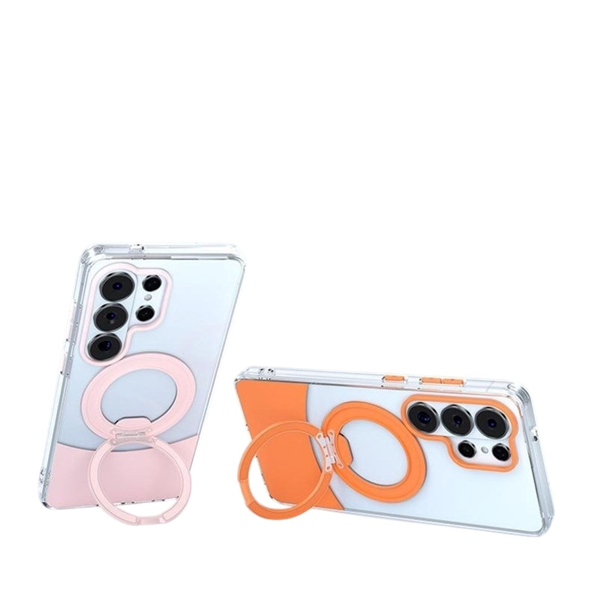 Samsung Galaxy S26 EIDERWOOD Hybrid Cover med Ståfunktion - MagSafe Kompatibel - Gennemsigtig / Orange