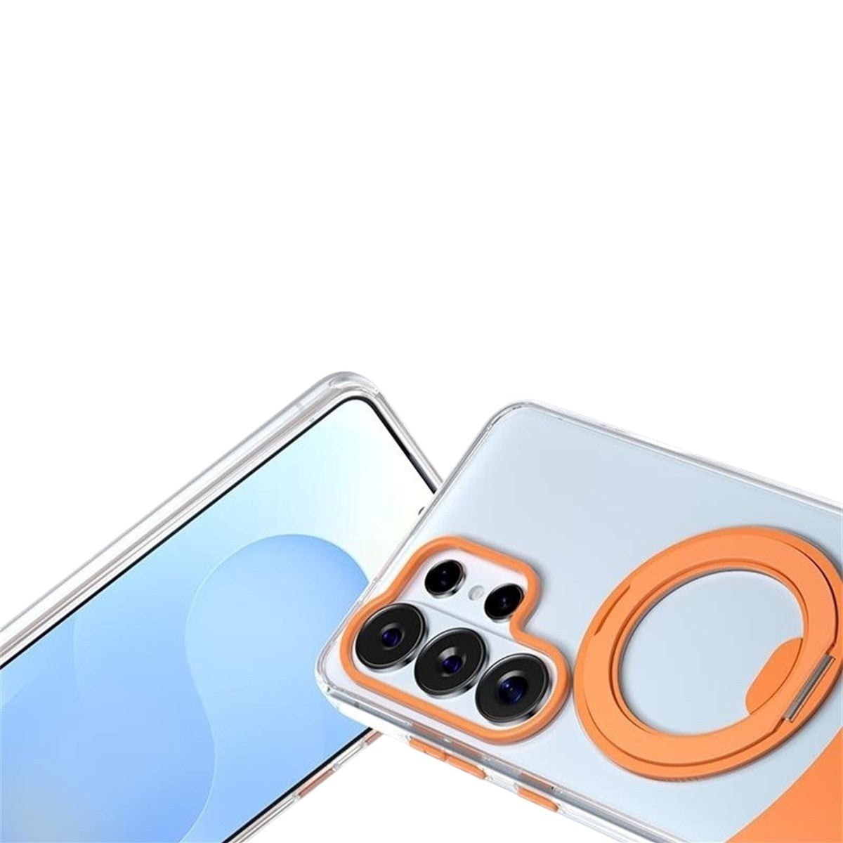 Samsung Galaxy S26 Ultra EIDERWOOD Hybrid Cover med Ståfunktion - MagSafe Kompatibel - Gennemsigtig / Orange