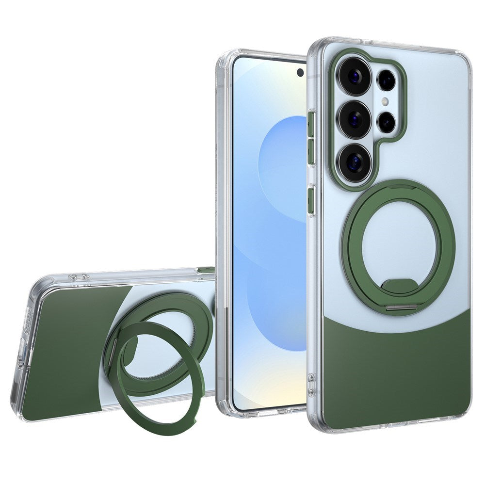 Samsung Galaxy S26 EIDERWOOD Hybrid Cover med Ståfunktion - MagSafe Kompatibel - Gennemsigtig / Grøn