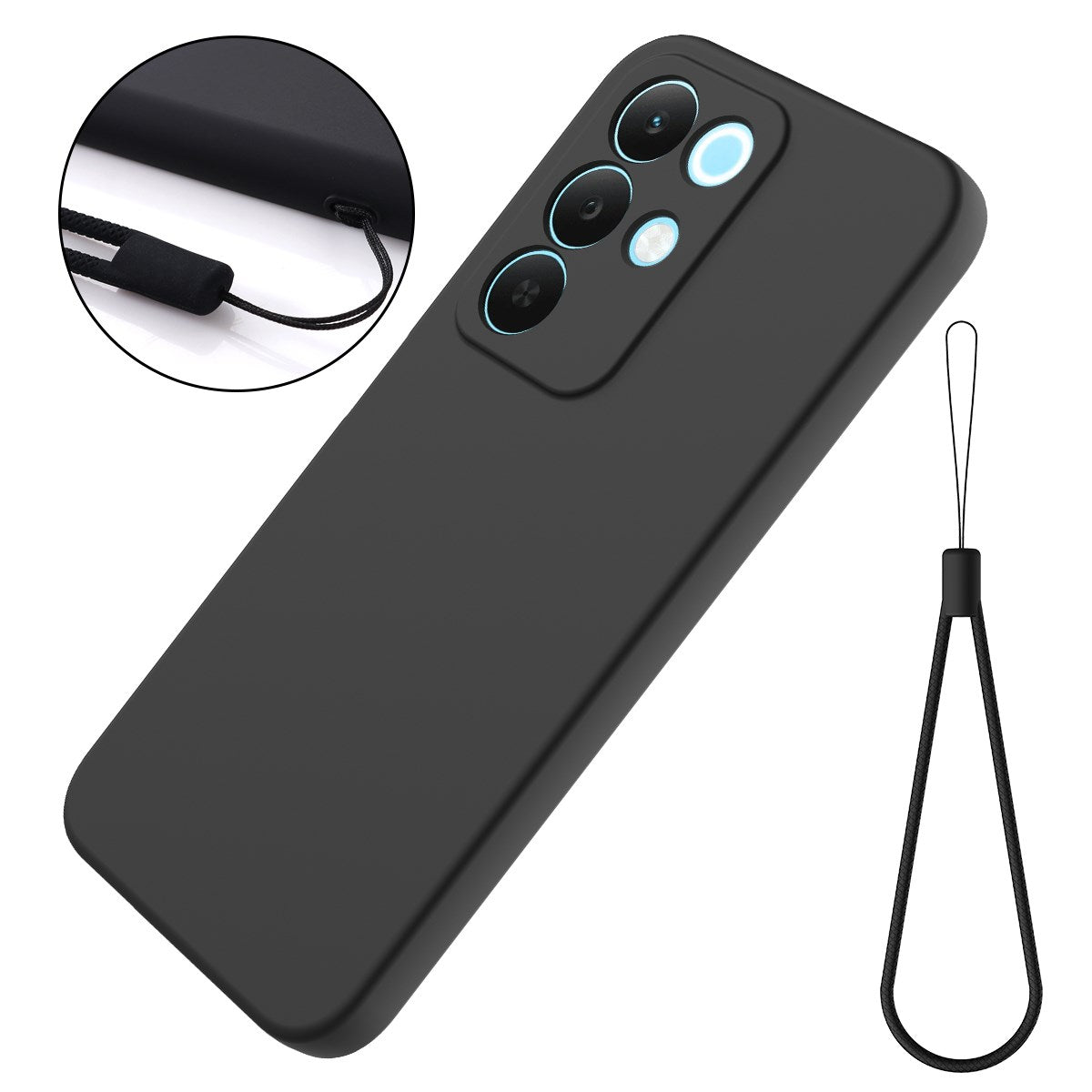Realme C100 EIDERWOOD Silikone Cover m. Strop - Sort