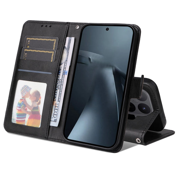 Xiaomi 17T EIDERWOOD Kunstlæder Flip Cover m. Strop - Sort