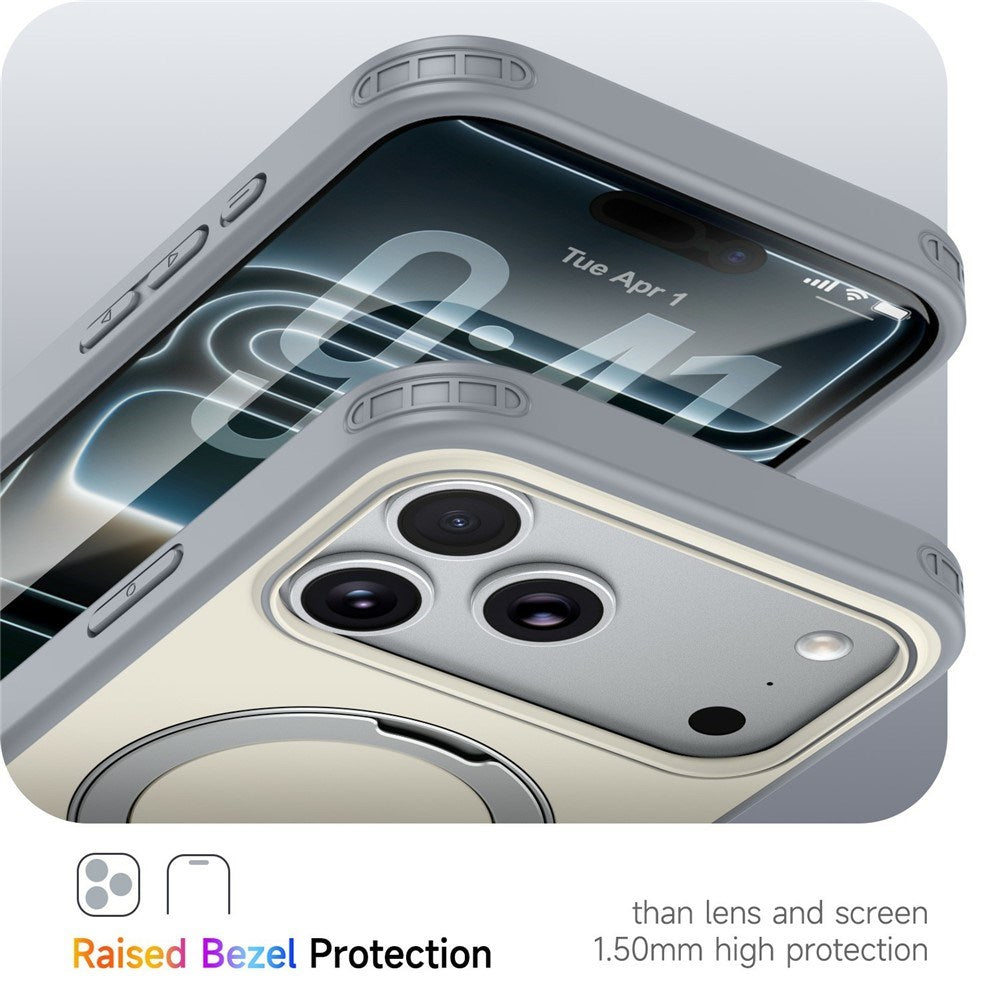 iPhone 18 Pro / 17 Pro EIDERWOOD Hybrid Plast Cover m. Roterende Kickstand - MagSafe Kompatibel - Hvid
