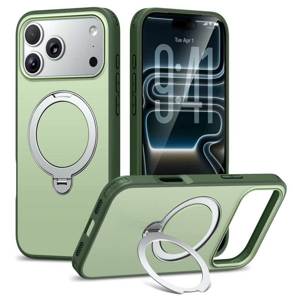 iPhone 18 Pro / 17 Pro EIDERWOOD Hybrid Plast Cover m. Roterende Kickstand - MagSafe Kompatibel - Grøn