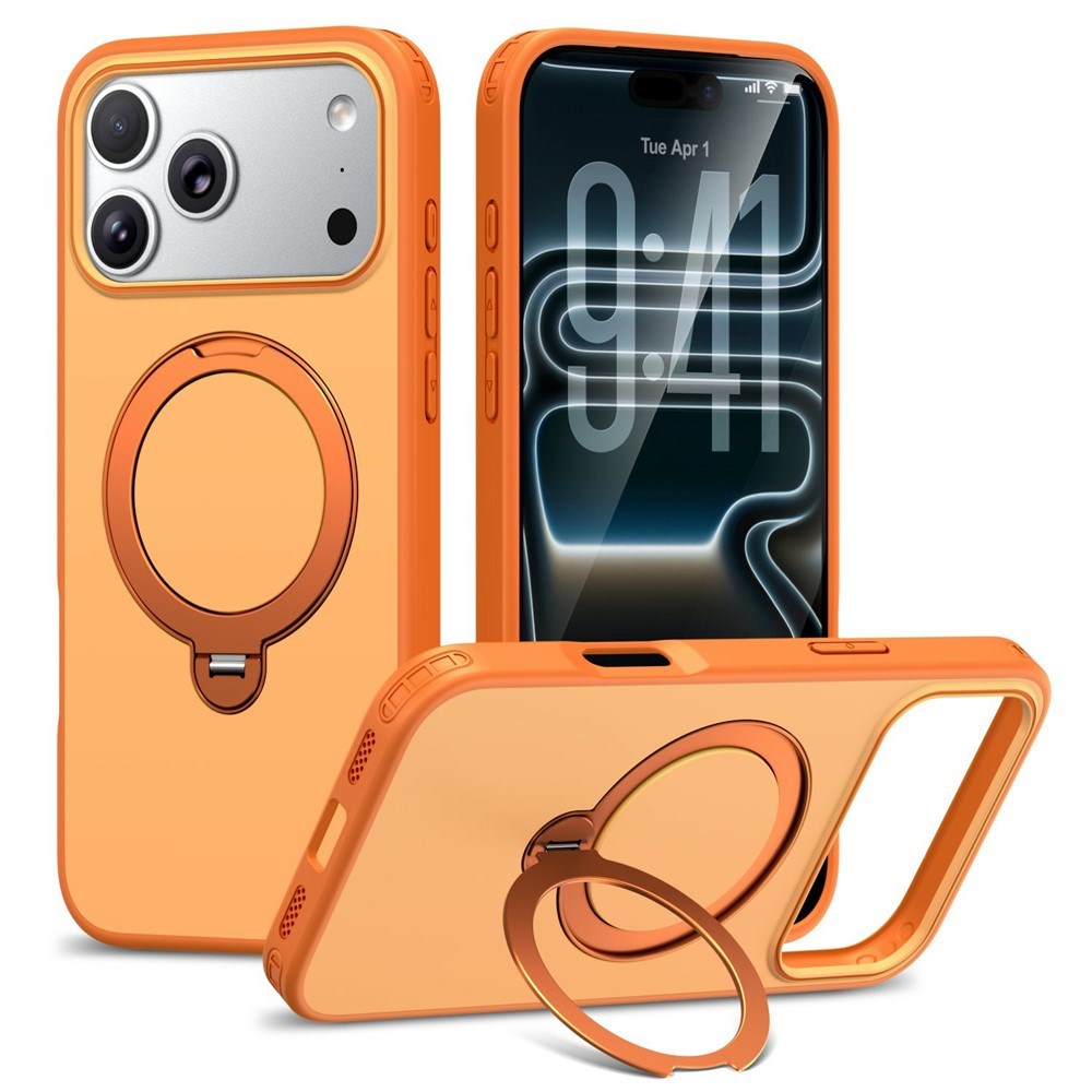 iPhone 18 Pro Max / 17 Pro Max EIDERWOOD Hybrid Plast Cover m. Roterende Kickstand - MagSafe Kompatibel - Orange