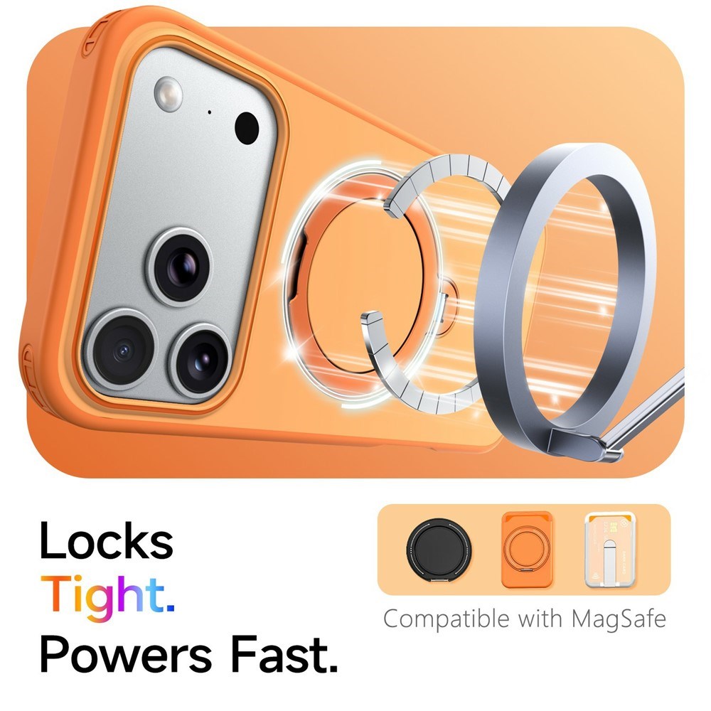 iPhone 18 Pro Max / 17 Pro Max EIDERWOOD Hybrid Plast Cover m. Roterende Kickstand - MagSafe Kompatibel - Orange