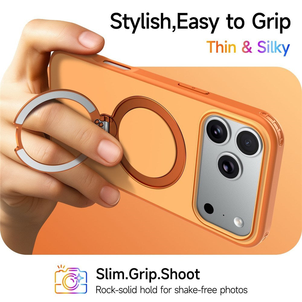 iPhone 18 Pro Max / 17 Pro Max EIDERWOOD Hybrid Plast Cover m. Roterende Kickstand - MagSafe Kompatibel - Orange