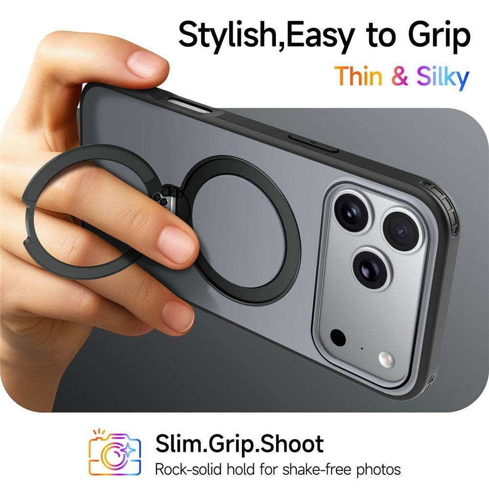 iPhone 18 Pro Max / 17 Pro Max EIDERWOOD Hybrid Plast Cover m. Roterende Kickstand - MagSafe Kompatibel - Sort