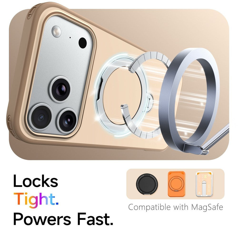 iPhone 18 Pro Max / 17 Pro Max EIDERWOOD Hybrid Plast Cover m. Roterende Kickstand - MagSafe Kompatibel - Beige
