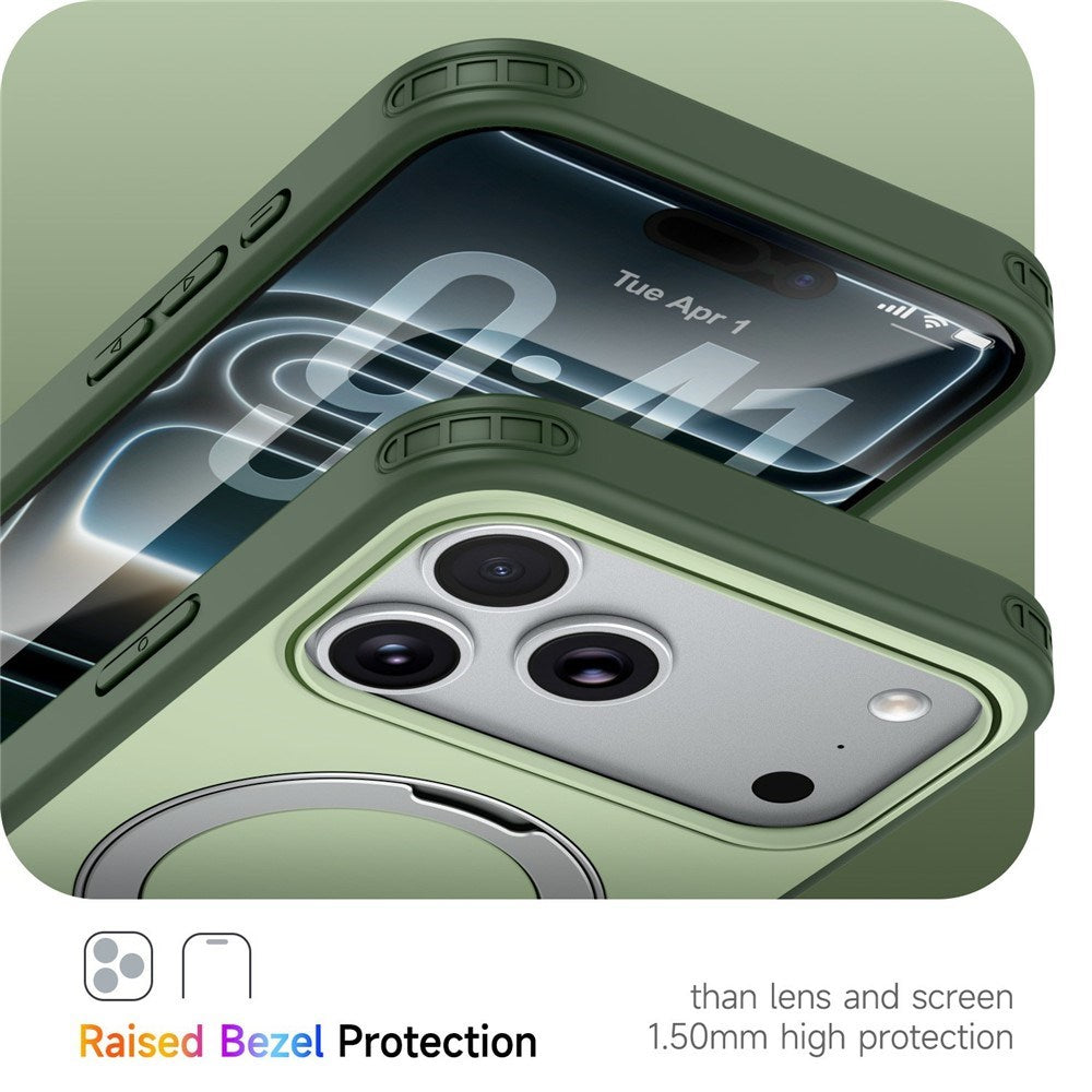 iPhone 18 Pro Max / 17 Pro Max EIDERWOOD Hybrid Plast Cover m. Roterende Kickstand - MagSafe Kompatibel - Grøn